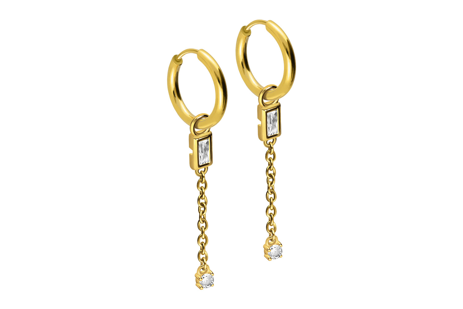 Chirurgenstahl Ohrclicker Creolen KRISTALLE + KETTE von Piercingline